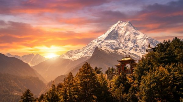 Conquering Everest, Manaslu, Annapurna, and Gokyo valley’s Hidden Gems 3 sunset over manaslu